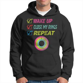 Wake Up Close My Rings Repeat Distressed Gym Workout Hoodie - Monsterry AU