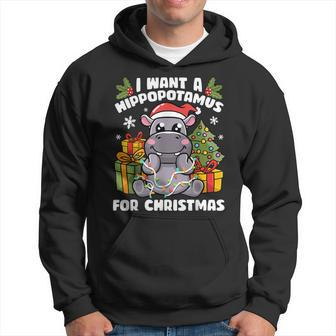 I Want A Hippopotamus For Christmas Hippo Christmas Hoodie - Monsterry UK