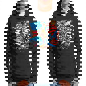 Washington Riding Shark July 4Th American Flag Sharks Hoodie | Mazezy