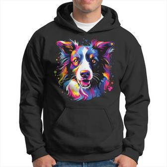 Watercolor Colorful Border Collie Dog Hoodie - Thegiftio UK
