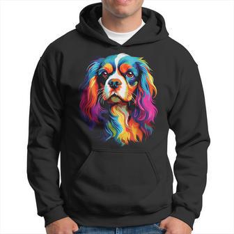 Watercolor Colorful Cavalier King Charles Spaniel Dog Hoodie - Thegiftio UK