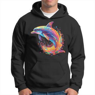 Watercolor Colorful Dolphin Hoodie - Thegiftio UK