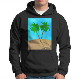 Watercolor Palm Tree Beach Scene Collage Hoodie - Monsterry AU