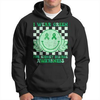 I Wear Green For Kidney Disease Awareness Retro Smile Face Hoodie - Seseable