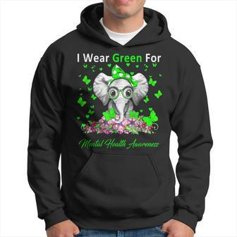 I Wear Green For Mental Health Awareness Elephant Hoodie - Monsterry AU