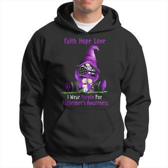I Wear Purple For Alzheimer Awareness Gnome Faith Hope Love Hoodie - Monsterry CA