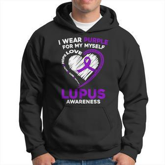 I Wear Purple For Myself Lupus Awareness Purple Ribbon Hoodie - Monsterry UK