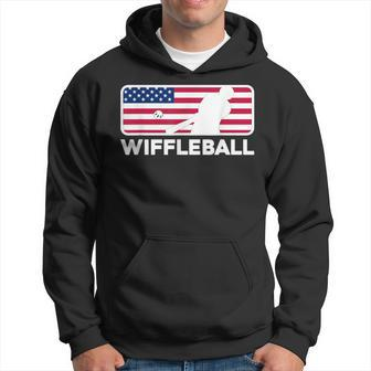 Wiffleball Player Logo American Flag Hoodie - Monsterry