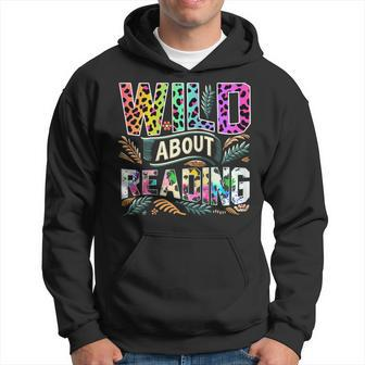 Wild About Reading Books Library Day Bookworm Leoparard Hoodie - Thegiftio UK