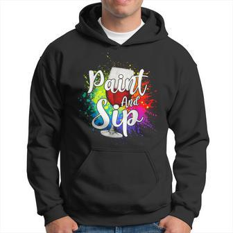 Wine Lover Drinkers Graphic Paint And Sip Party Drinking Hoodie - Thegiftio UK