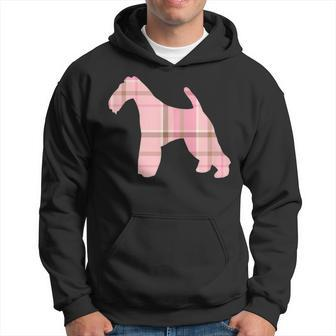 Wire Fox Terrier Pink Plaid Dog Silhouette V2 Hoodie - Monsterry
