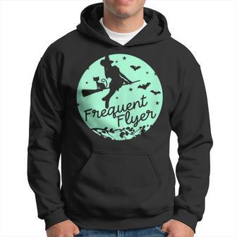 Witch Silhouette Moon Cat Bats Witchcraft Frequent Flyer Hoodie - Monsterry CA
