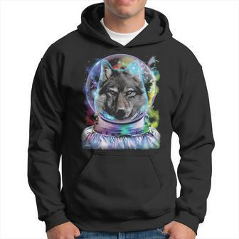 Wolf As Astronaut Exploring Galaxy Space Hoodie | Mazezy