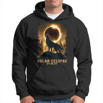 Wolf Solar Eclipse 2024- Total Solar Eclipse Wolf 04082024 Hoodie | Mazezy