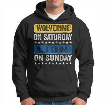 Wolverine On Saturday Lion On Sunday Detroit Hoodie - Thegiftio UK
