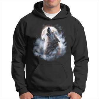 Wolves Howling At Moon Wolf Wild Animal Hoodie - Monsterry DE