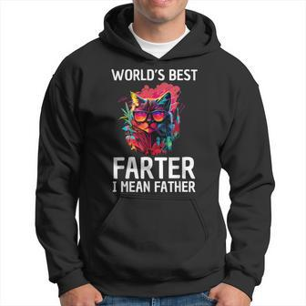 Worlds Best Farter I Mean Father Best Cat Dad Father's Day Hoodie - Monsterry