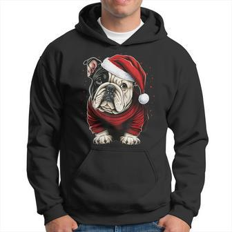 Xmas Bulldog Santa On Christmas Bulldog Hoodie - Seseable