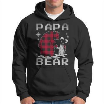 Xmas Papa Bear Pyjama Rot Büffel Plaid Eisbär Weihnachten Kapuzenpullover - Geschenkecke