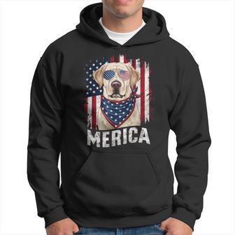 Yellow Labrador Retriever 4Th Of July Merica Usa Flag Lab Hoodie - Monsterry AU