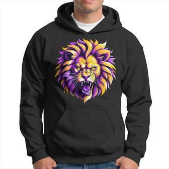 Yellow And Purple Lion Face Basketball Lovers Hoodie - Monsterry UK
