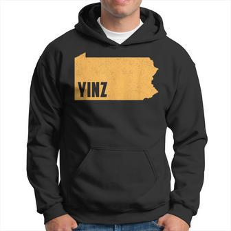 Yinz Pittsburgh Pennsylvania Home State Shape Distressed Hoodie - Monsterry AU
