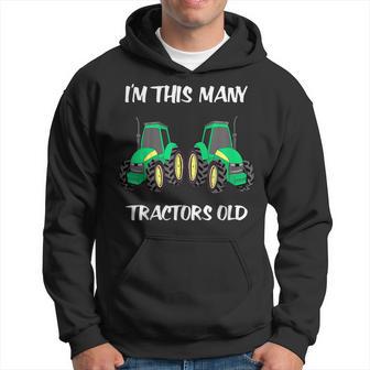 Youth 2 Birthday Tractor Boys I'm This Many Tractors Old Hoodie - Thegiftio UK