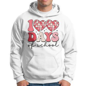 100 Days Of School Retro Disco Hearts 100Th Day Of School Hoodie | Mazezy