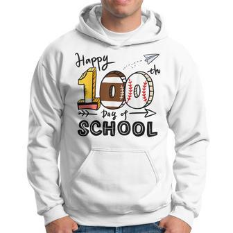 100Th Days Of School Baseball Football 100 Days Of School Hoodie - Monsterry