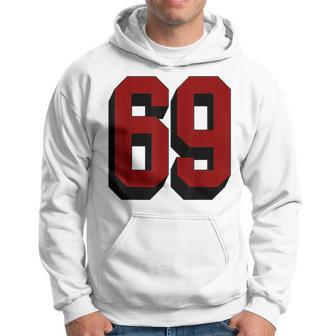 69 Number 69 Varsity Fan Sports Team White Jersey Hoodie - Monsterry UK