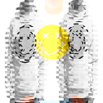 70S Yellow Smile Face Cute Happy X Eyes Smiling Face Hoodie | Mazezy