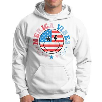 America Vibes Usa Flag 4Th Of July American Face Smile Retro Hoodie - Monsterry DE
