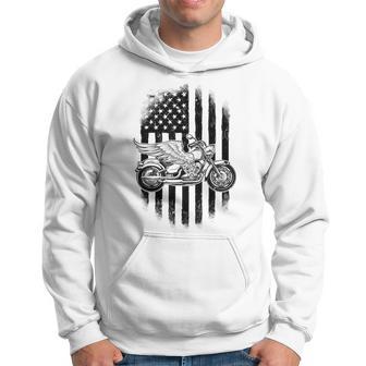 American Flag Biker Vintage Motorcycle Motorcycling Biking Hoodie - Thegiftio UK