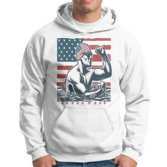 American Flag Swimming Usa 4Th Of July Fathers Day Hoodie - Thegiftio UK