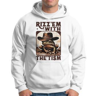 Autism Rizz Em With The Tism Meme Autistic Frog Cowboy Hoodie | Mazezy