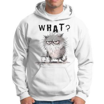 Bad Temper Feline With Coffee Grumpily Catty Grouchy Catt Hoodie - Monsterry