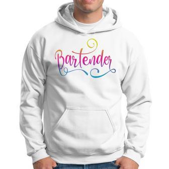 Bartender Beach Tropical Script Lettering Bar Restaurant Hoodie - Monsterry DE