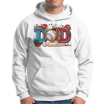Baseball Dad Daddy Vintage Fathers Day Ball Softball T-Ball Hoodie - Thegiftio UK