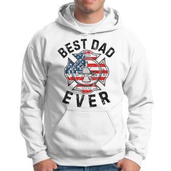 Best Dad Ever Symbol American Flag Firefighter Fathers Day Hoodie - Thegiftio UK