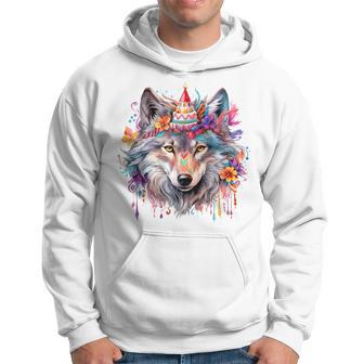 Birthday Wolf Portrait Party Wolves Lover Cute Girls Themed Hoodie - Monsterry UK