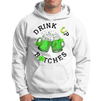 Bitches Drink Up St Patrick's Day Beer Lover Womens Hoodie - Seseable