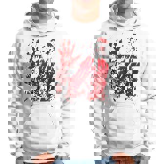 Bloody Red Hands Blood Splatter Zombie Outbreak Graphic Hoodie - Thegiftio UK