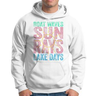 Boat Waves Sun Rays Lake Days Cute Retro 70S Summer Vacation Hoodie | Mazezy