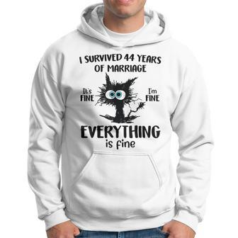 Cat I Survived 44 Years Of Marriage 44Th Wedding Anniversary Hoodie - Seseable