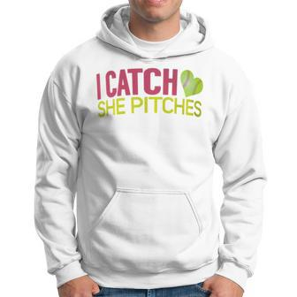 I Catch She Pitches Baseball T For Couples Hoodie - Monsterry DE