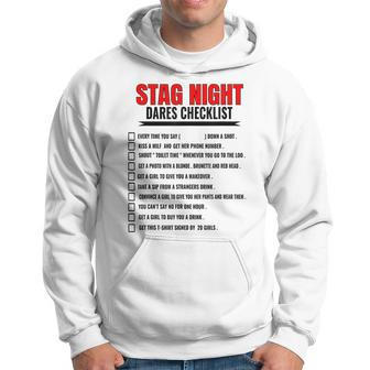 Challenge The Stag Bachelors Party Checklist Stag Do Party Hoodie - Thegiftio UK