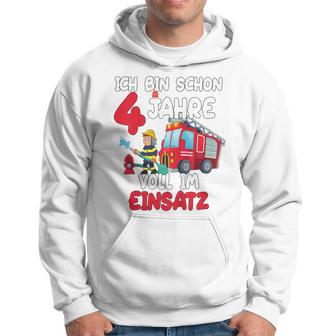 Children's Birthday Ich Bin Schon 4 Jahre Voll Im Einatz Fire Brigade Hoodie - Seseable