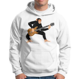 Chimpanzee Playing Electric Bass Guitar Monkey Hoodie - Monsterry UK