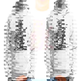 Cool Guitar Playing Cat With Glasses Band Rock Guitar Hoodie | Seseable CA