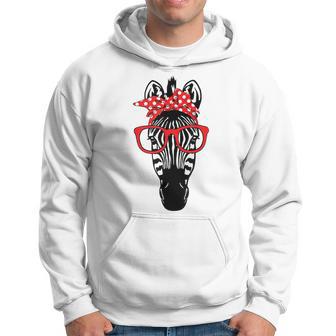 Cool Mountain Zebra With Bandana Headband And Glasses Hoodie - Thegiftio UK